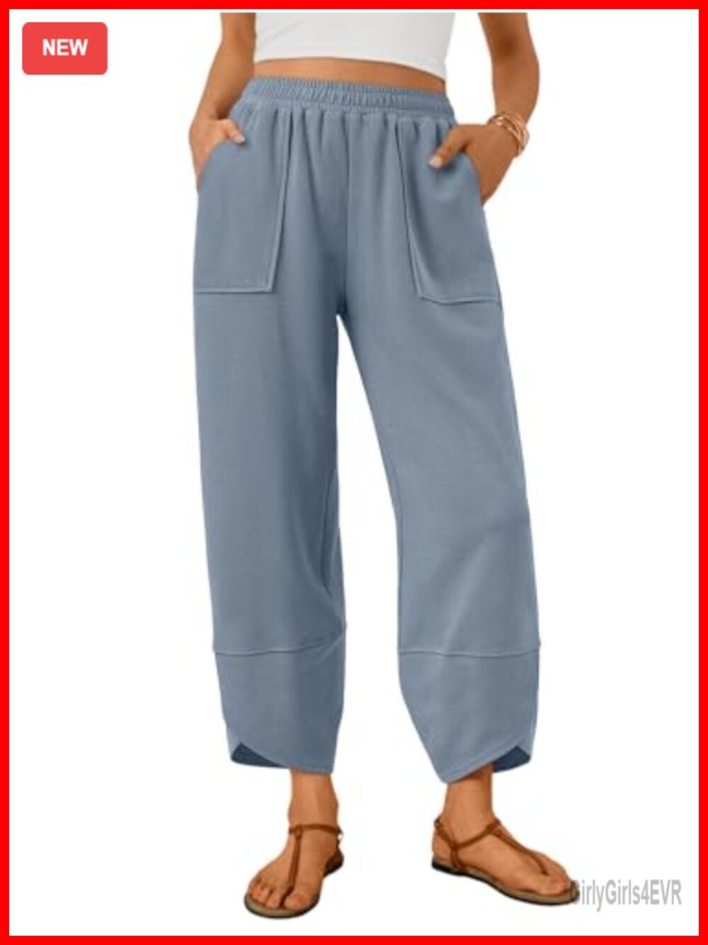 Women's Wide Leg Barrel Sweatpants Cotton Blend Lounge Pants